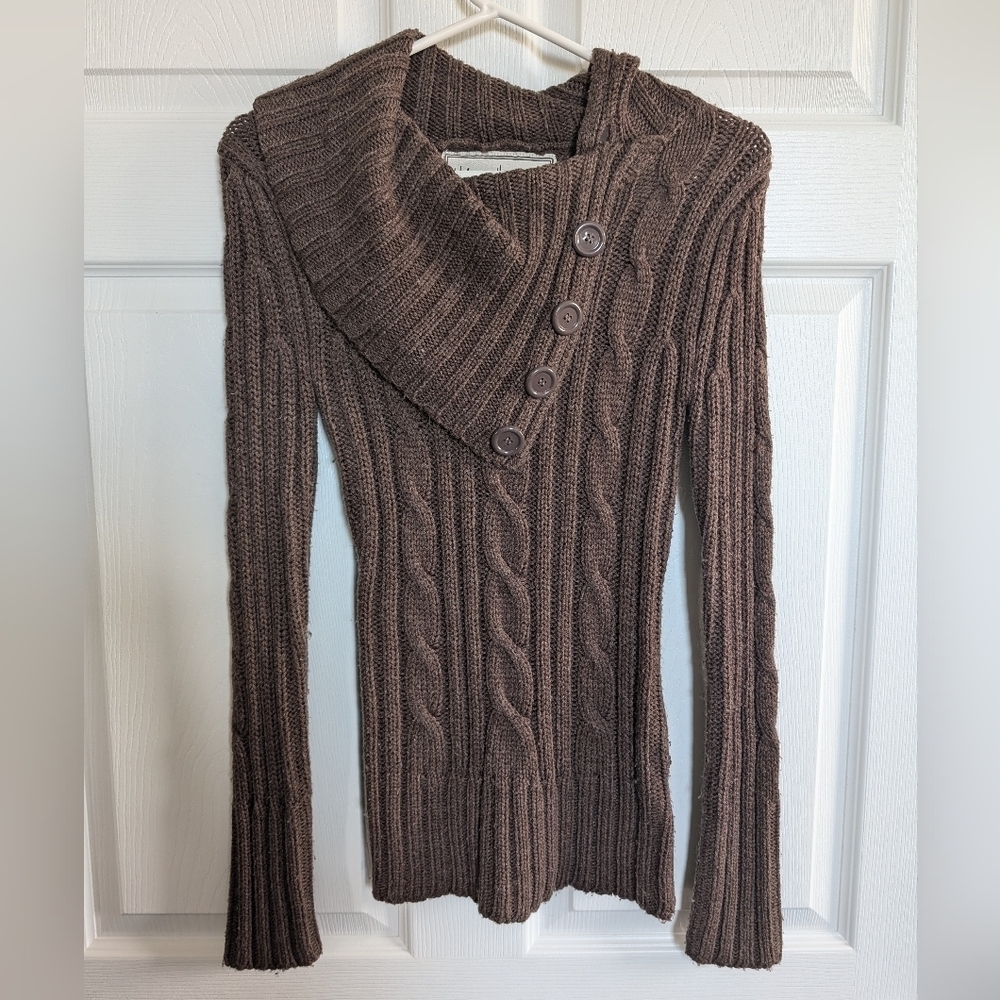 🔥 Urban Heritage Brown Cowl Neck Ribbed Sweater